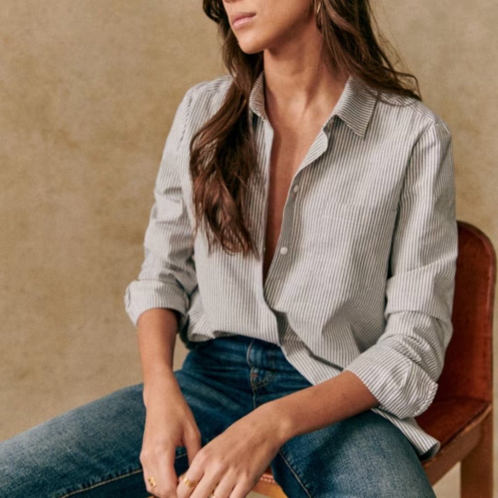 Sezane Tomboy Organic Cotton Button Down Shirt Sz EU 36